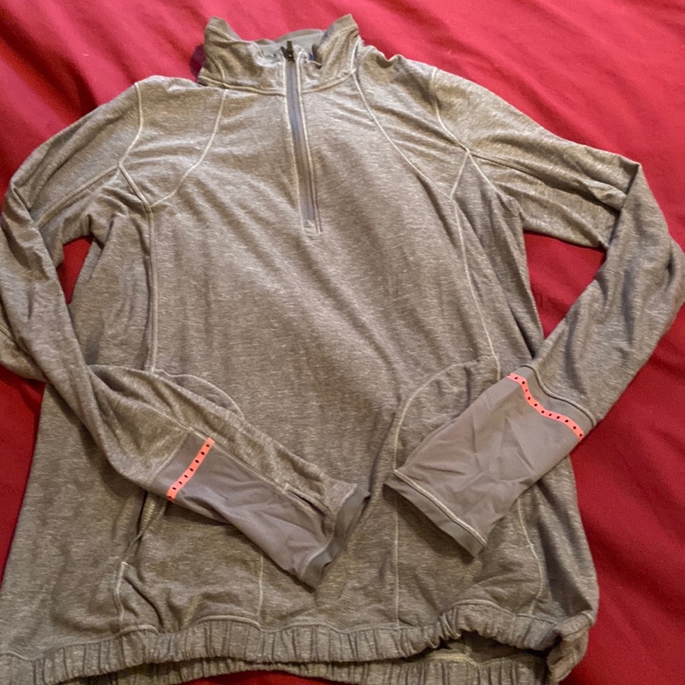 lululemon athletica Gray Utility Half-Zip Jacket with Pink Accent